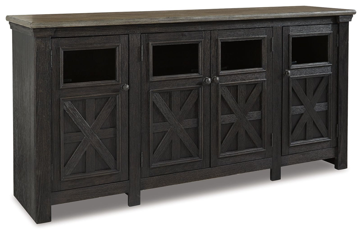 Tyler Creek - Black / Gray - Extra Large TV Stand