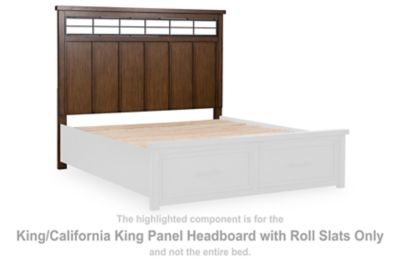 Taffenbrook - King/California King Panel Headboard With Roll Slats - Medium Brown