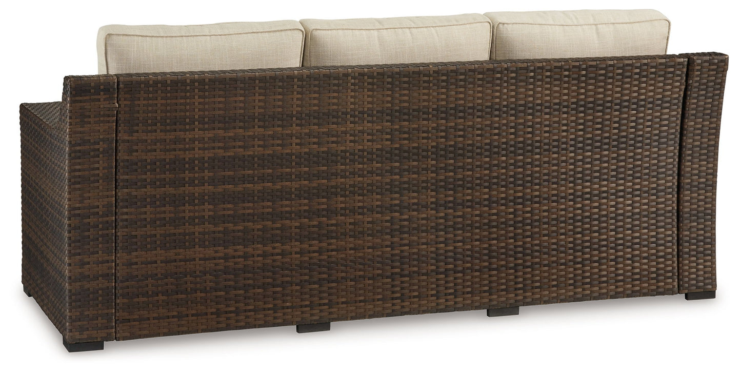 Wellingtons Peak - Beige / Dark Brown - Sofa With Cushion