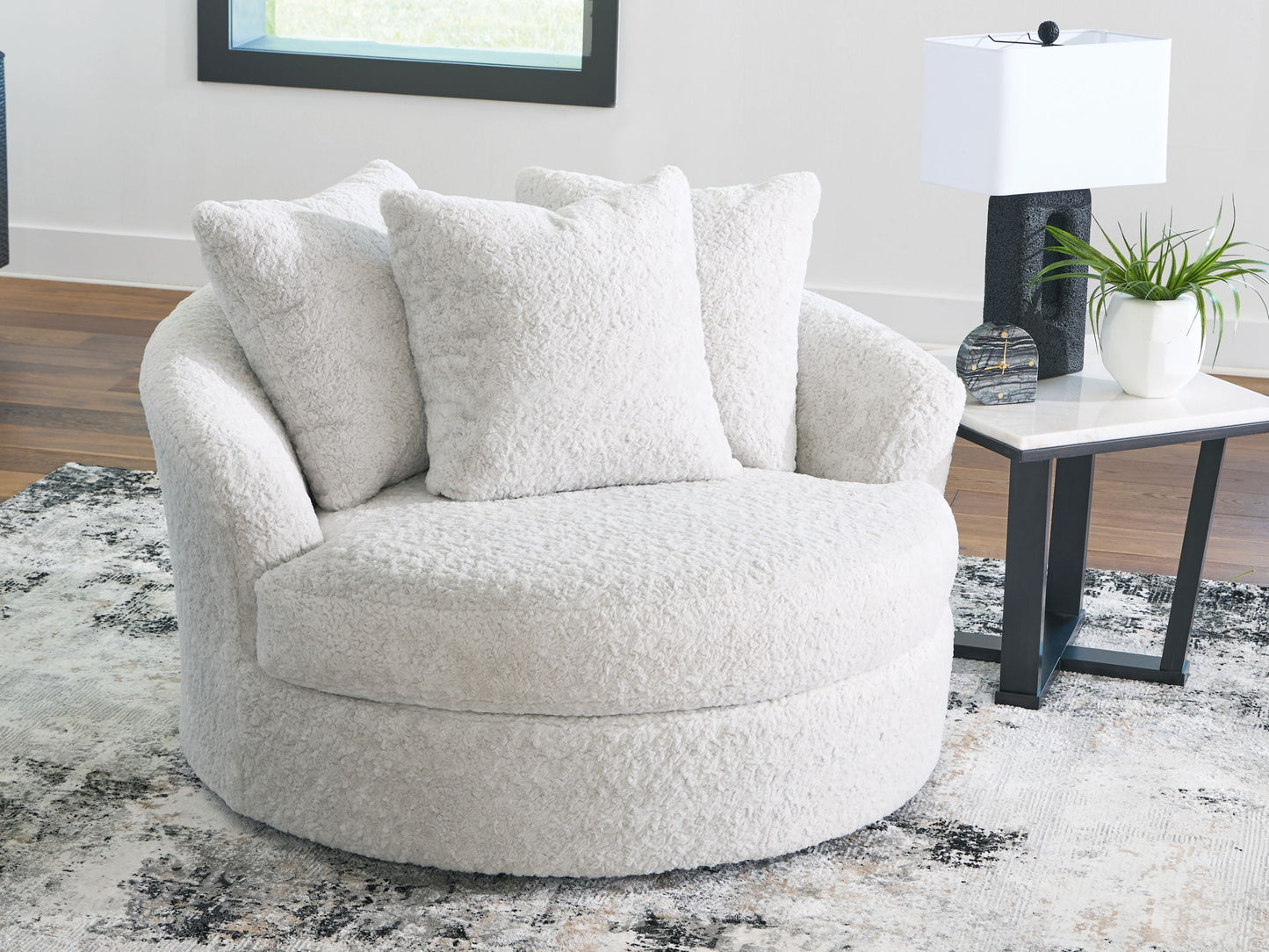 Cuddle Plush - Arctic - Oversized Swivel Accent Chair