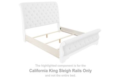 Realyn - California King Sleigh Rails - Chipped White
