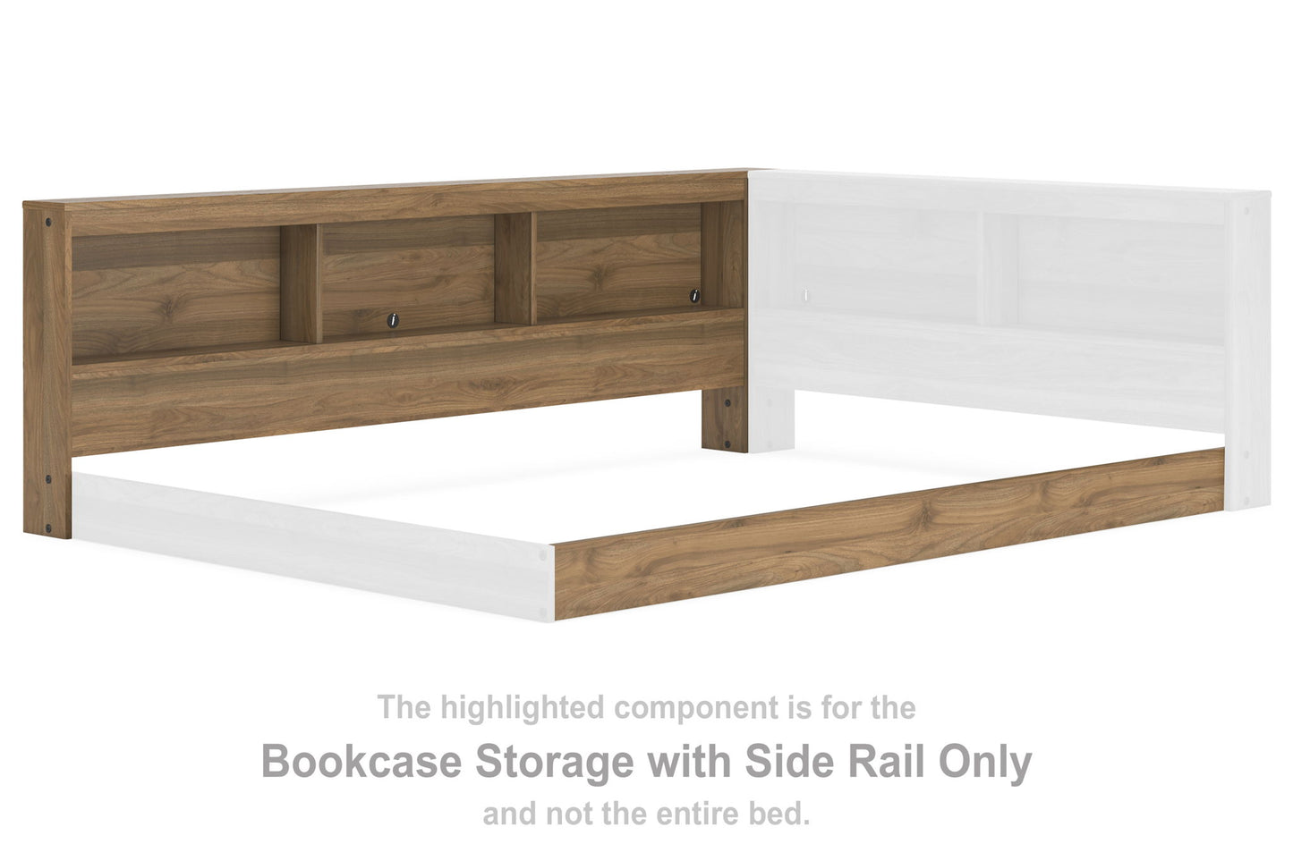 Deanlow - Bookcase Storage with Side Rail - Honey