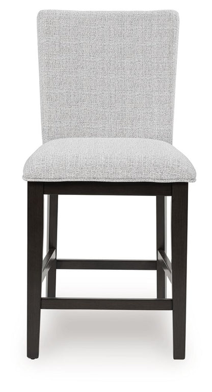 Neymorton - Dark Grayish Brown - 5 Pc. - Rectangular Dining Room Counter Table, 4 Barstools