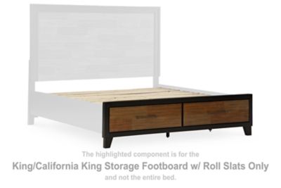 Kraeburn - King/California King Storage Footboard with Roll Slats - Brown / Black