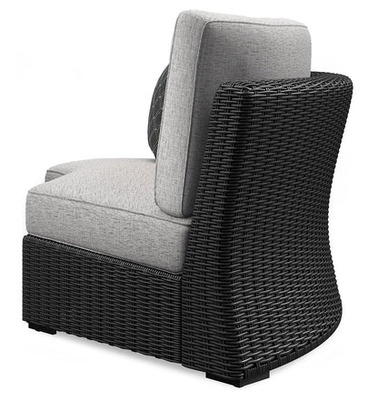 Beachcroft - Curved Corner Chair With Cushion - Black / Light Gray