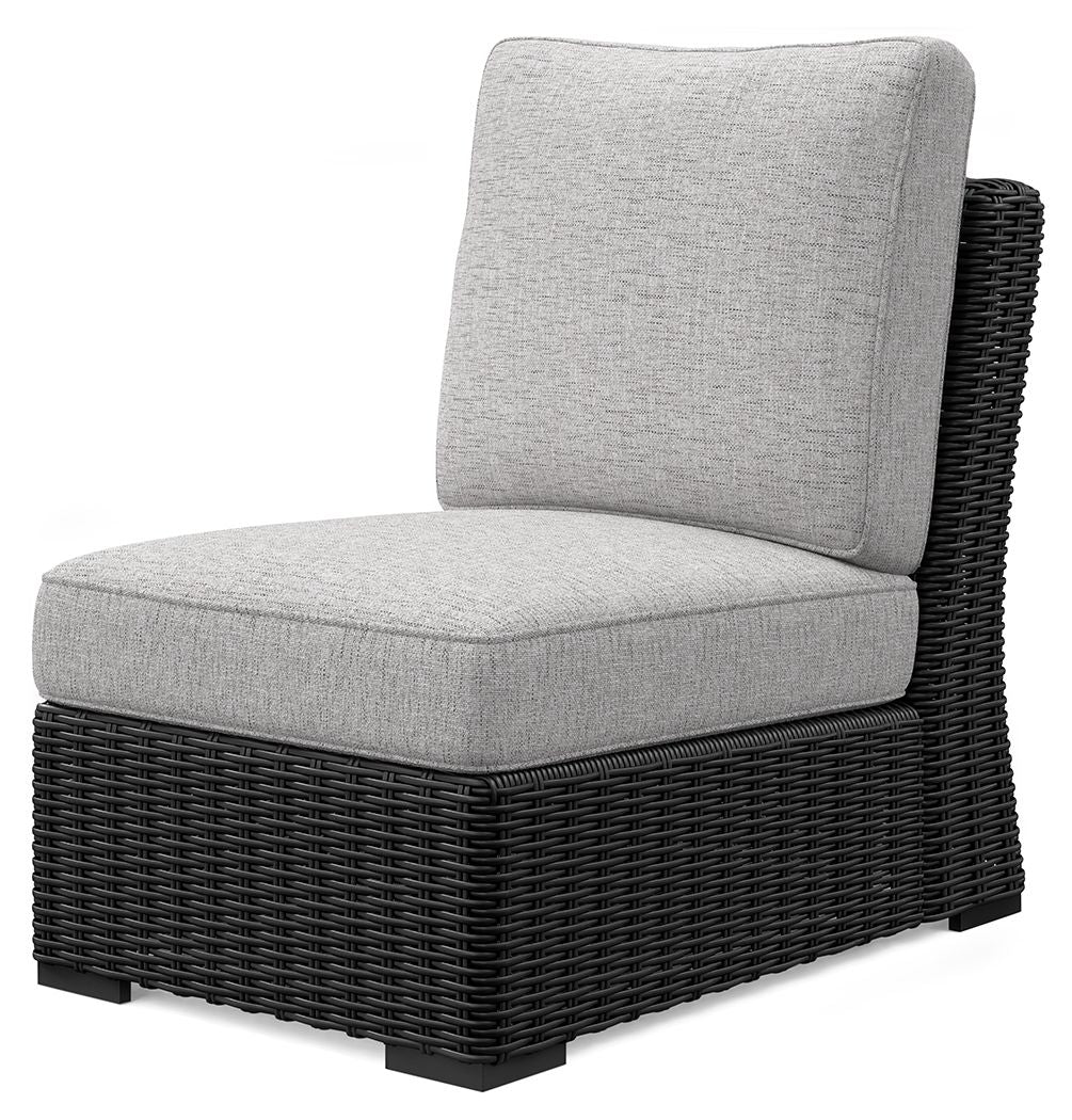 Beachcroft - Armless Chair With Cushion - Black / Light Gray