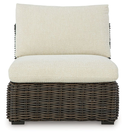 Kimora - Armless Chair With Cushion - Beige / Dark Brown