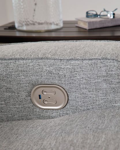 Biscoe - Pewter - Power Reclining Sofa With Adj Headrest