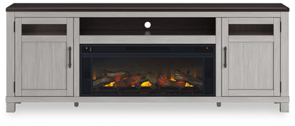 Darborn - 88" TV Stand With Electric Infrared Fireplace Insert - Gray / Brown