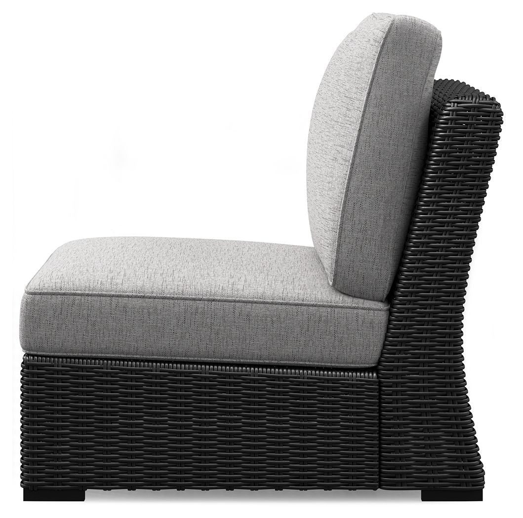 Beachcroft - Armless Chair With Cushion - Black / Light Gray