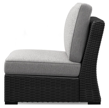 Beachcroft - Armless Chair With Cushion - Black / Light Gray