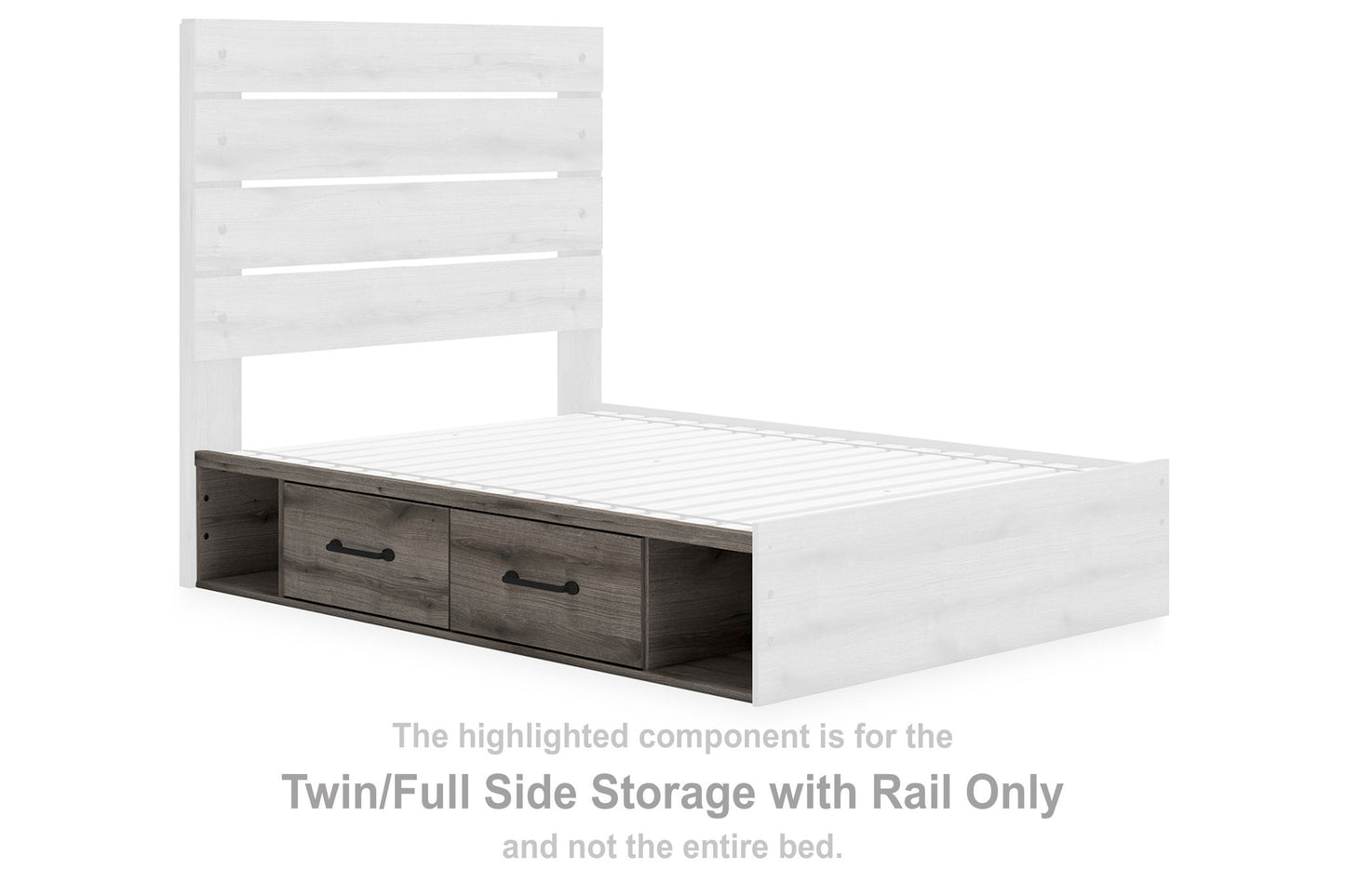 Graystorm - Twin/Full Side Storage with Rail - Brown Gray