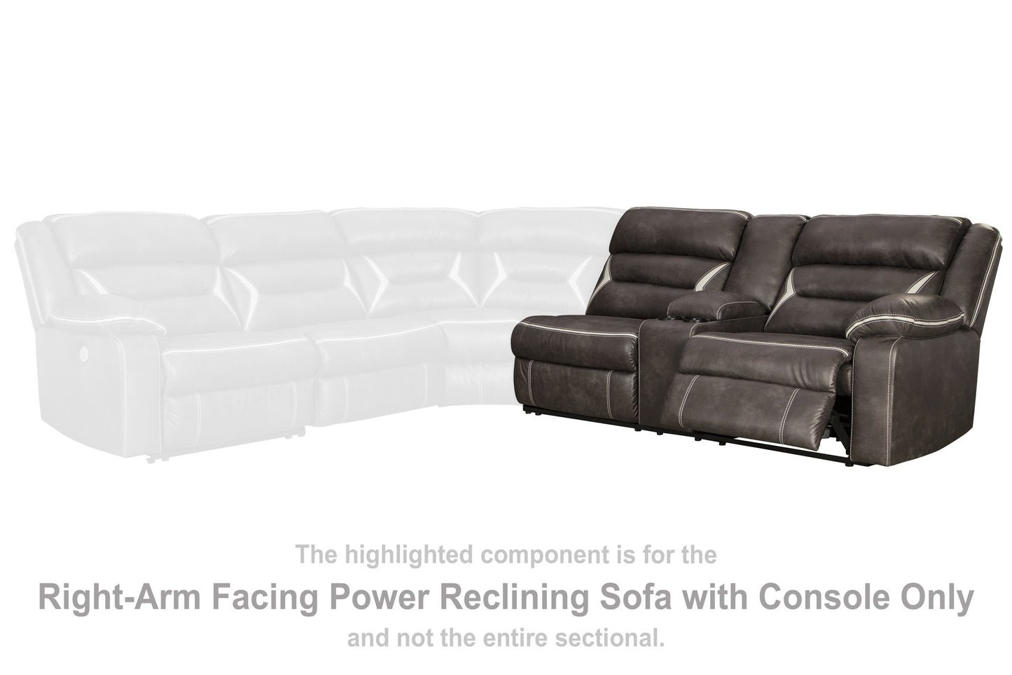 Kincord - Raf Rec Power Sofa W/Console - Midnight