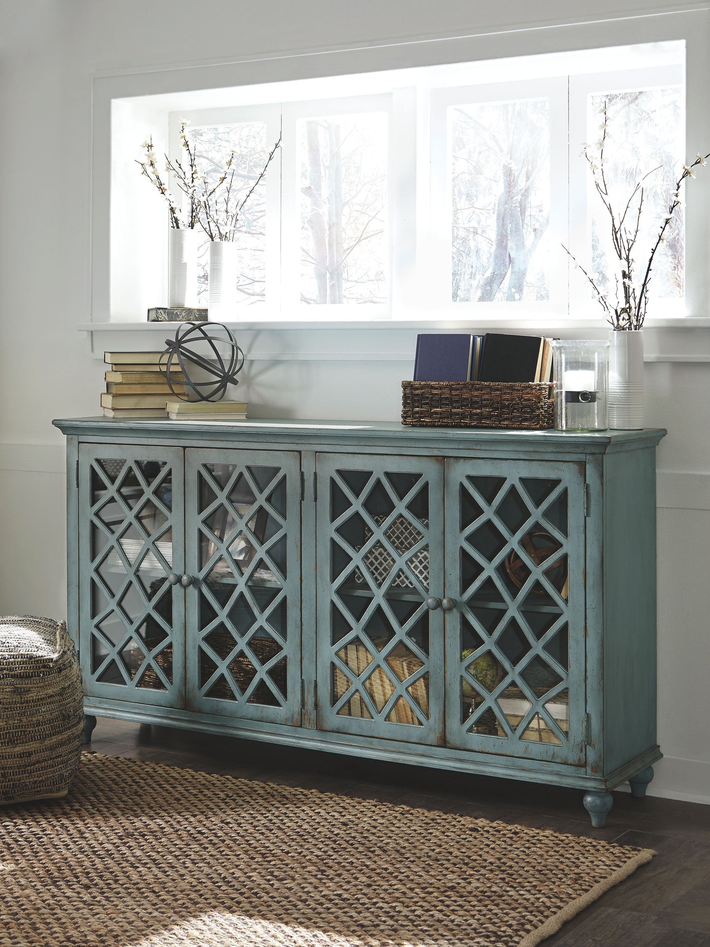 Mirimyn - Accent Cabinet - Vintage Finish - Antique Teal