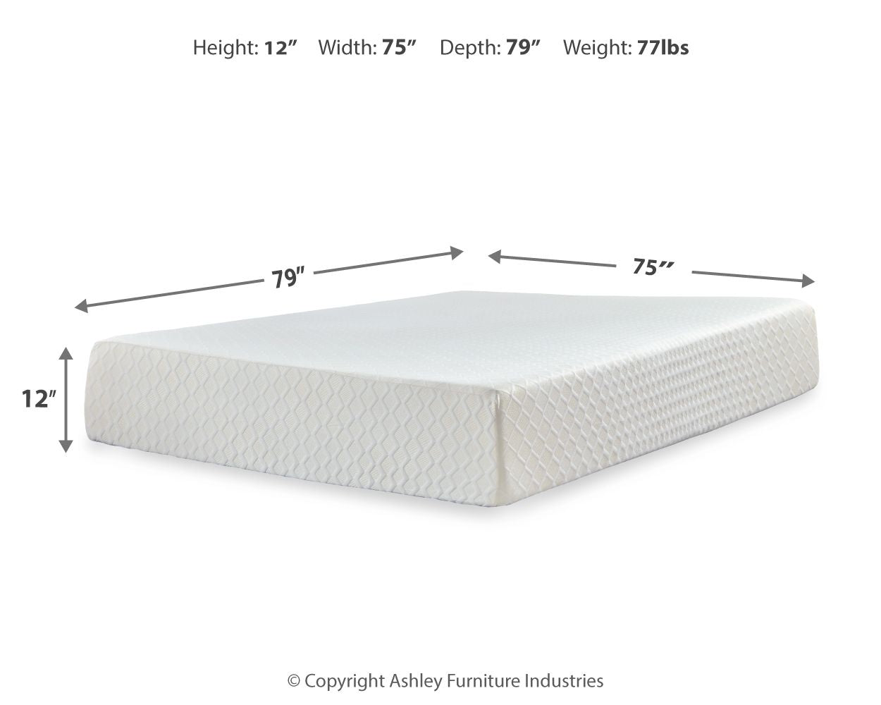 Chime 12 Inch Memory Foam - White - California King Mattress - 12-inch
