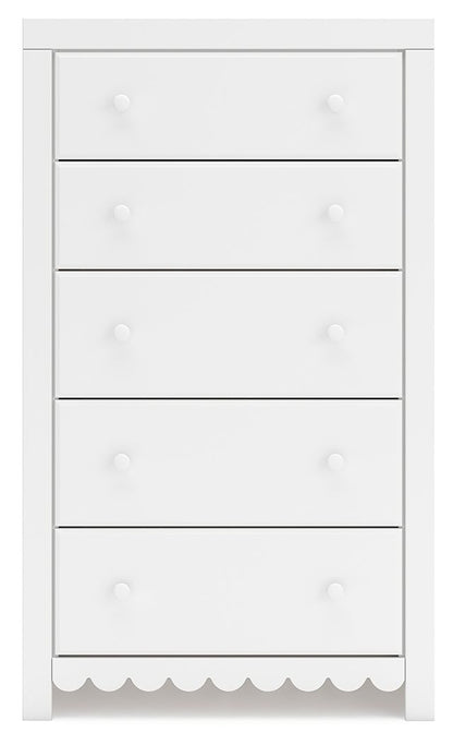 Mollviney - White - Five Drawer Chest