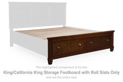 Danabrin - King/California King Storage Footboard With Roll Slats - Brown