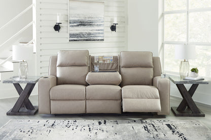 Lavenhorne - Rec Sofa W/Drop Down Table - Pebble