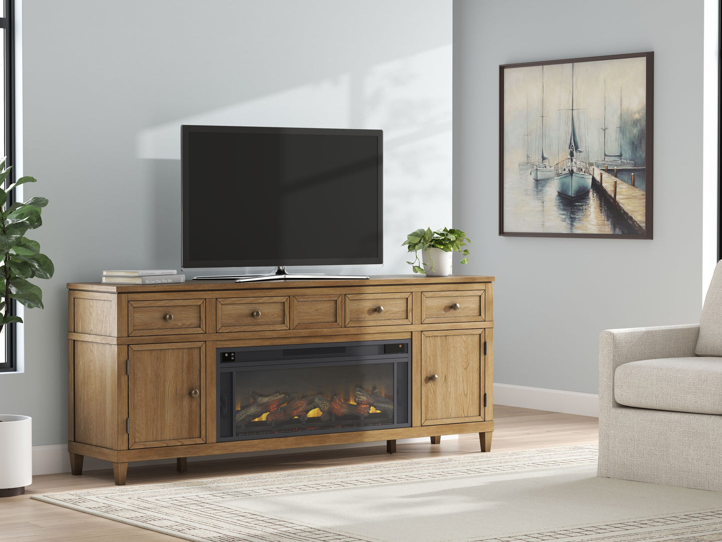 Sharlance - 81" TV Stand With Electric Fireplace