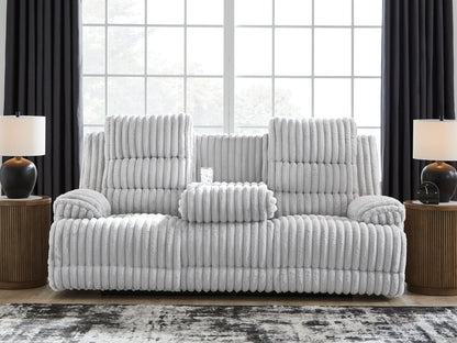 Rhines Falls - Alloy - Reclining Power Sofa With Drop Down Table