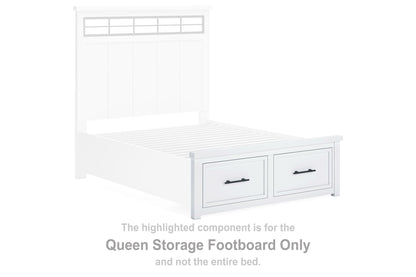 Ashbryn - White / Natural - Queen Storage Footboard