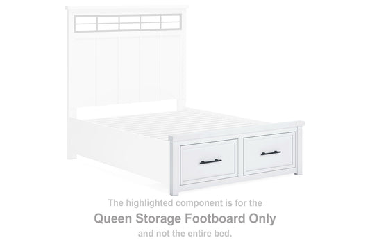 Ashbryn - White / Natural - Queen Storage Footboard