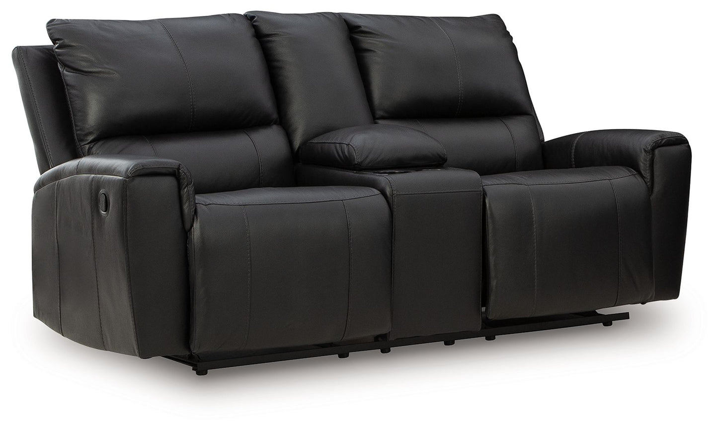 Glossmore - Reclining Loveseat With Console - Black