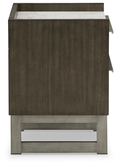 Arkenton - Grayish Brown / White - Two Drawer Night Stand