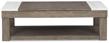 Loyaska - Lift Top Cocktail Table - Grayish Brown / White