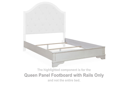 Blendon - Queen Panel Footboard W/Rails - Chipped White