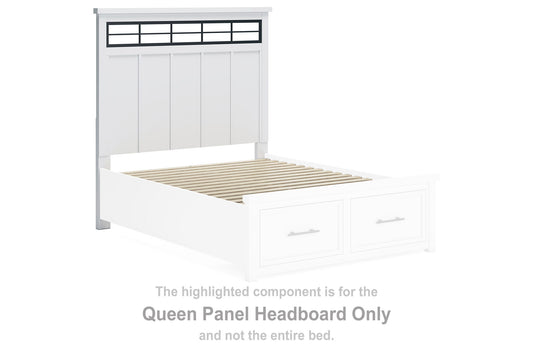 Ashbryn - White / Natural - Queen Panel Headboard