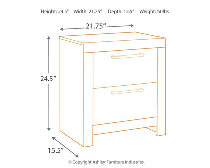 Derekson - Two Drawer Night Stand - Multi Gray
