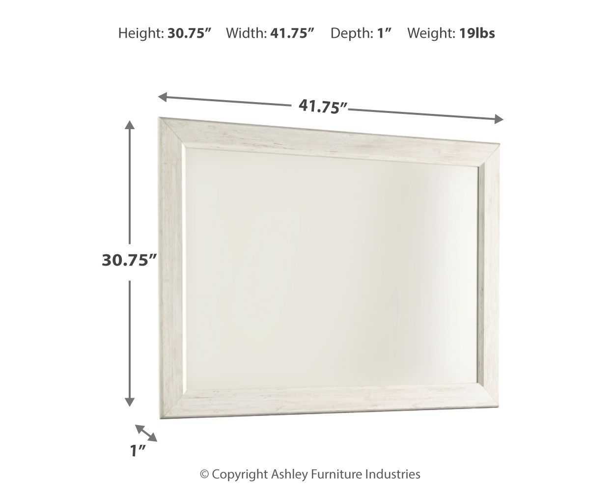 Willowton - Bedroom Mirror - Whitewash