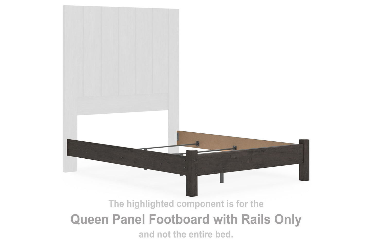 Fraluna - Queen Panel Footboard With Rails - Charcoal