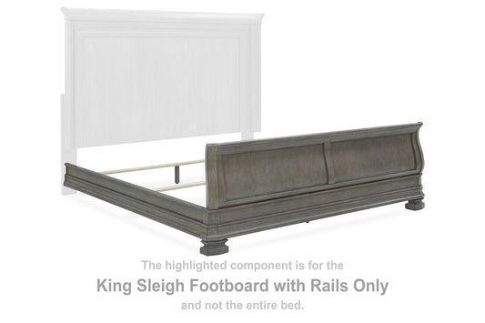 Lexorne - King Sleigh Footboard W/Rails - Gray