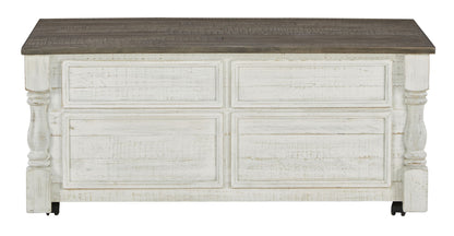 Havalance - White / Gray - Lift Top Cocktail Table with Storage Drawers