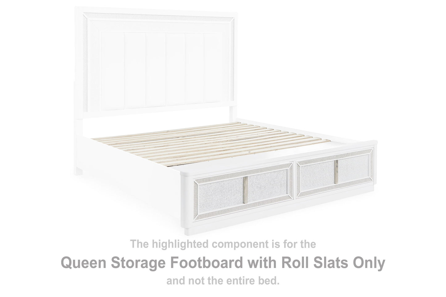 Chalanna - Queen Storage Footboard With Roll Slats - White