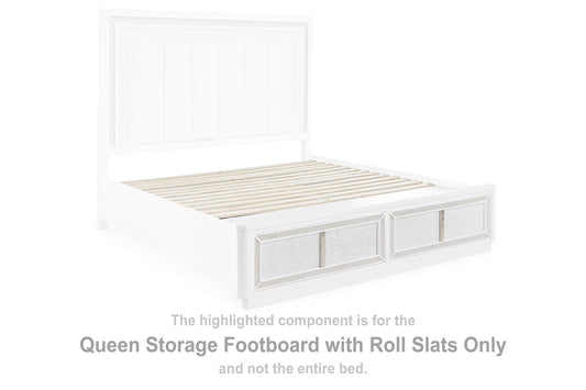 Chalanna - Queen Storage Footboard With Roll Slats - White