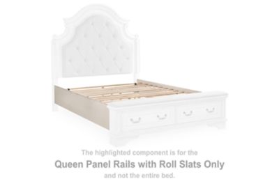 Realyn - Queen Panel Rails w/Roll Slats - Chipped White