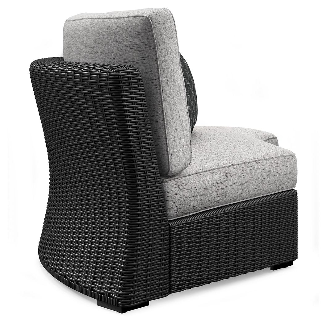 Beachcroft - Curved Corner Chair With Cushion - Black / Light Gray