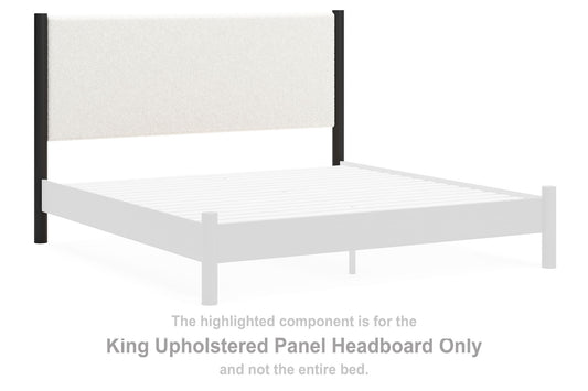 Cadmori - King Upholstered Panel Headboard - Black / White