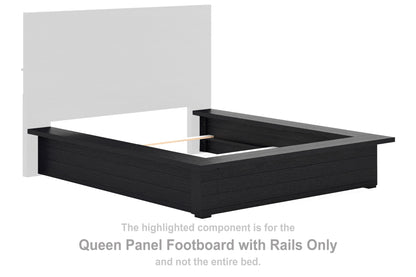 Londer - Queen Panel Footboard W/Rails - Black