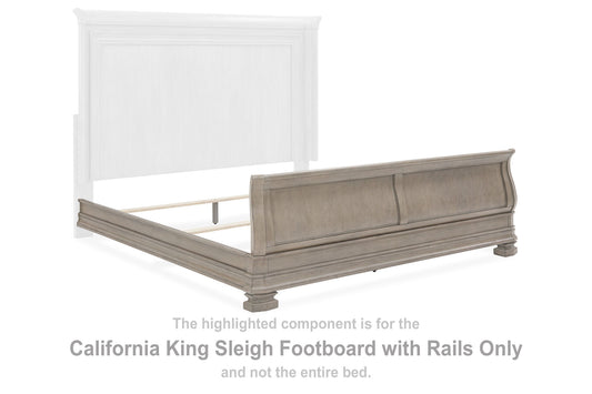 Lexorne - California King Sleigh Footboard W/Rails - Gray