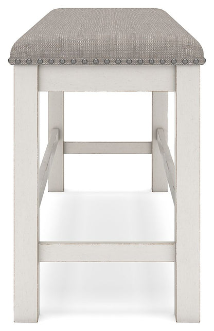 Robbinsdale - Antique White - Dbl Counter Height Upholstered Dining Bench