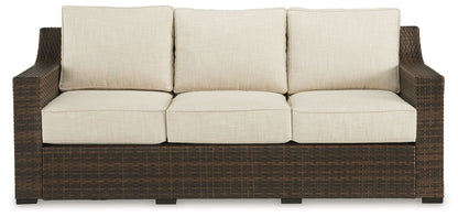 Wellingtons Peak - Beige / Dark Brown - Sofa With Cushion