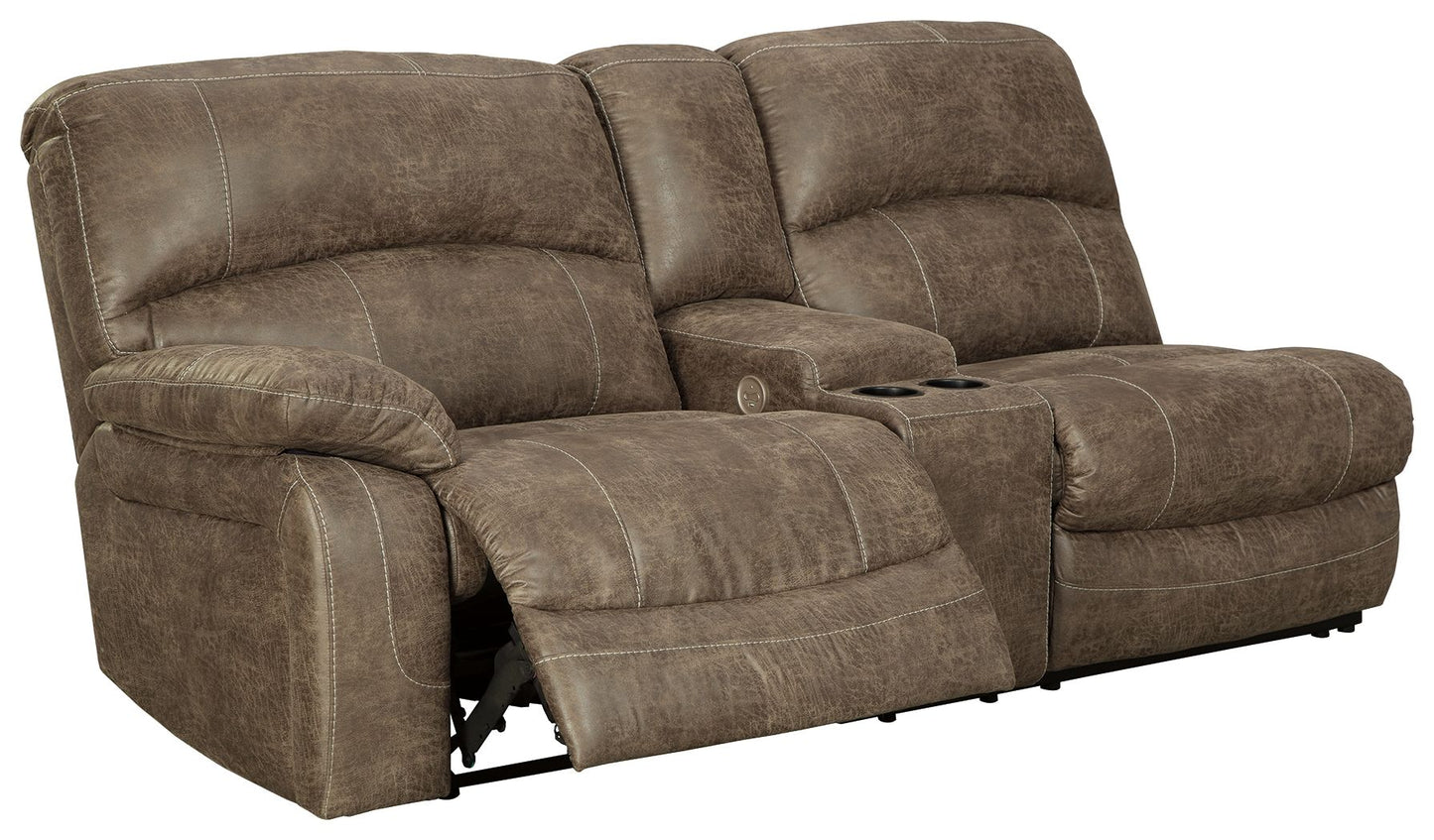 Segburg - LAF REC Power Sofa w/Console - Driftwood