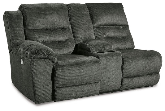 Nettington - Laf Power Rec Loveseat W/Console - Smoke