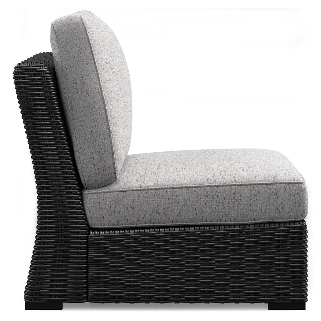Beachcroft - Armless Chair With Cushion - Black / Light Gray