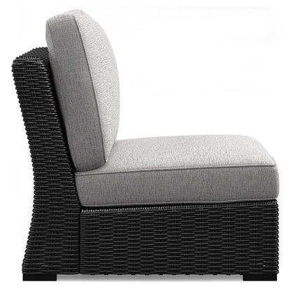 Beachcroft - Armless Chair With Cushion - Black / Light Gray