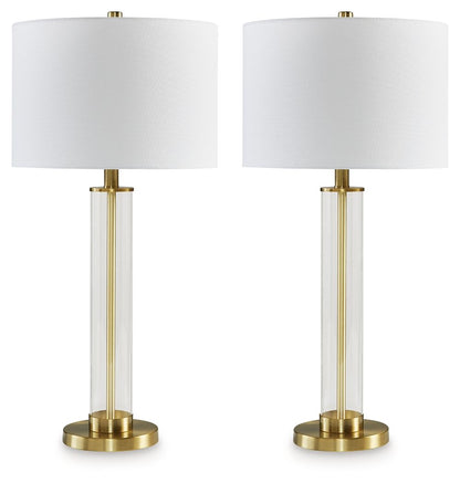 Orenman - Glass Table Lamp (Set of 2) - Clear / Brass Finish